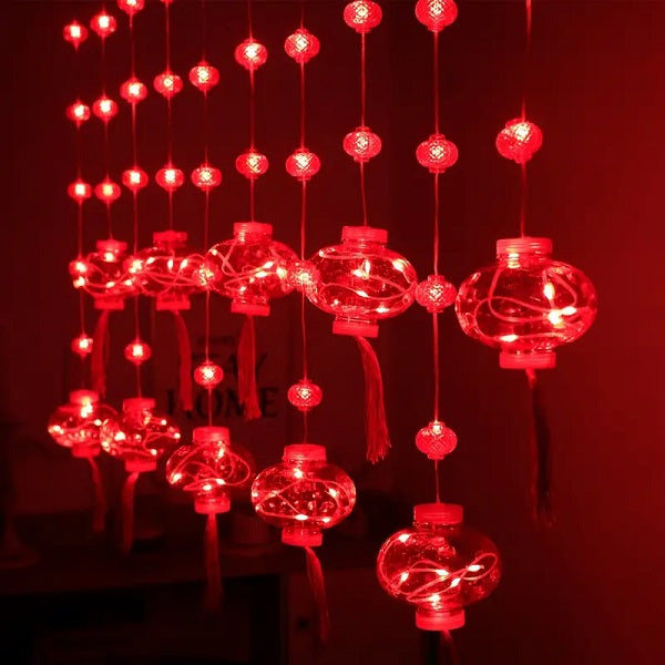 SE ZYF-123 Red Lantern Curtain Light 3.5M Plug-… - Bundle of 2