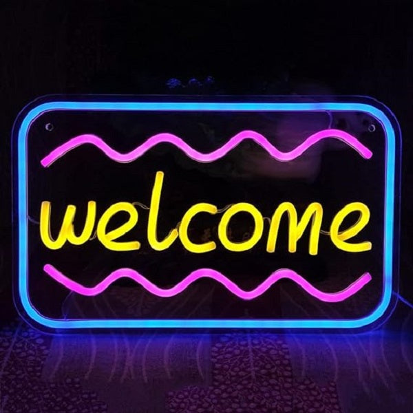 E-27 Welcome Backplate Neon Sign With 12V 2A Po…