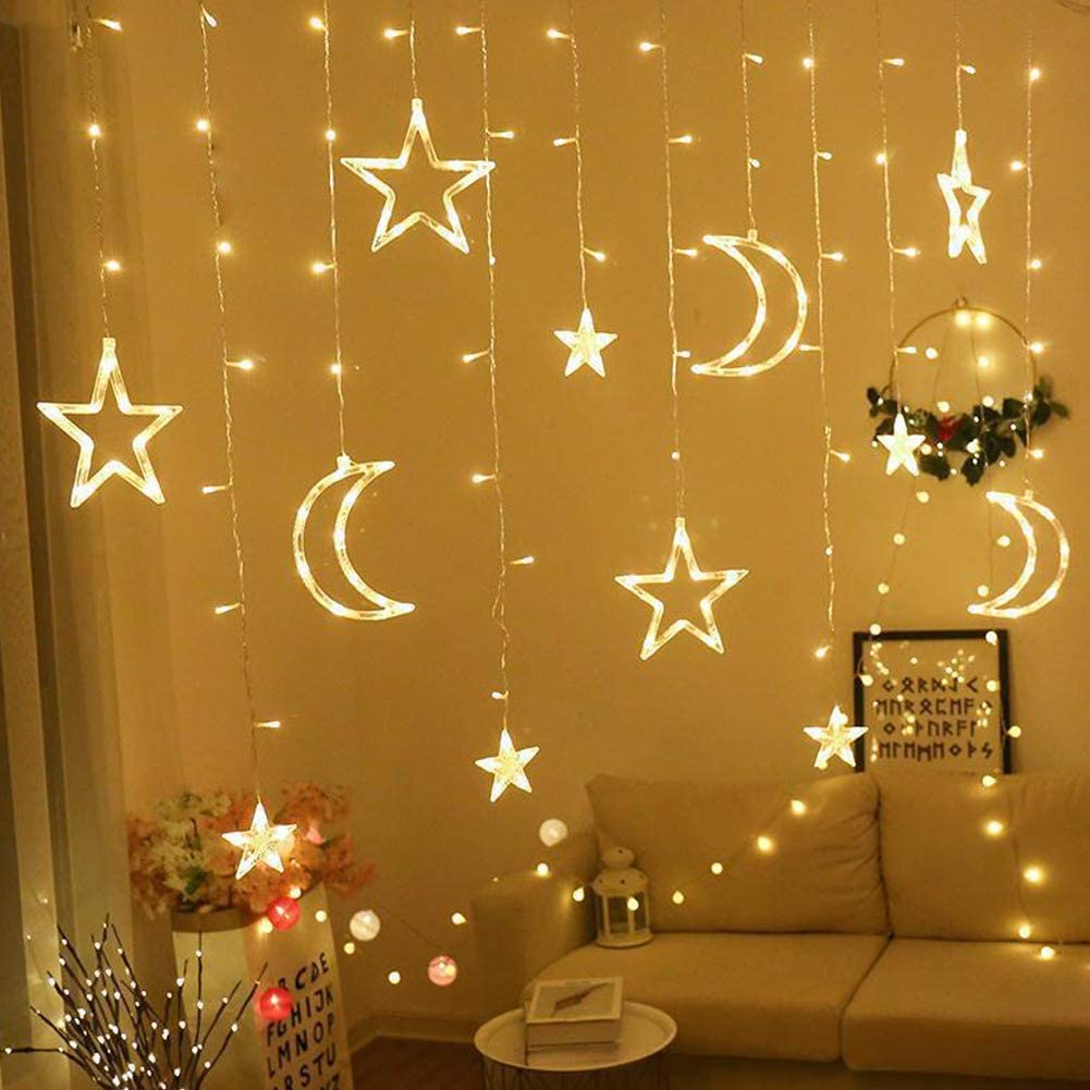 ZYF-10 Moon And Stars Fairy Curtain Light Warm … - Bundle of 3