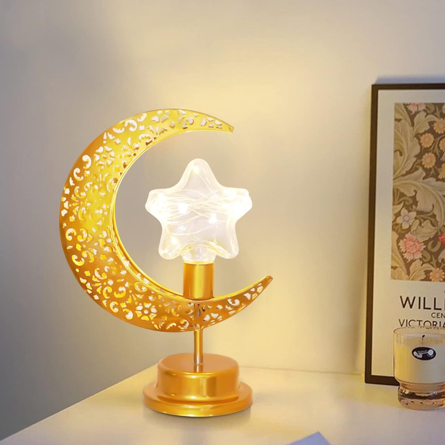 Clear Star Battery Operated Moon Shaped LED Lig… - Bundle of 2