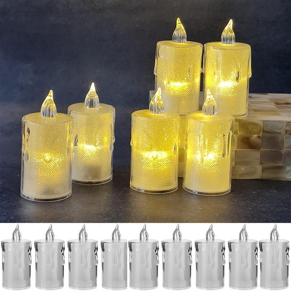 Battery Operated LED Plastic Candle Pack Of 12 - Bundle of 3