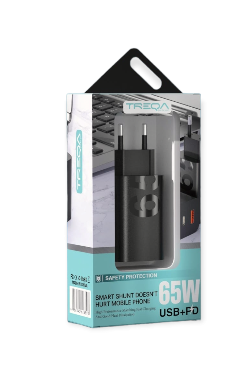 Treqa CH-637 USB + PD Auto ID Charger 65W - Bundle of 3
