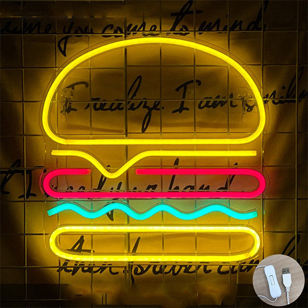 C-16 USB Powered Hamburger Neon Lamp With Back …