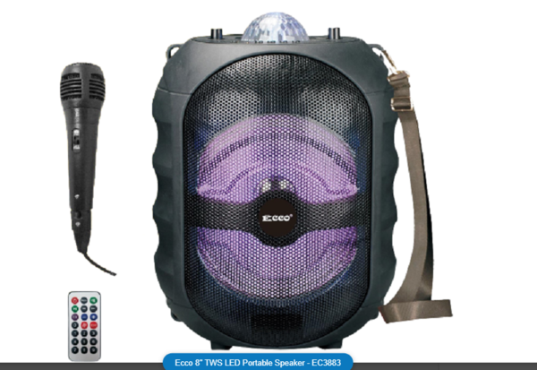 Ecco 8" TWS LED Portable Speaker - EC3883