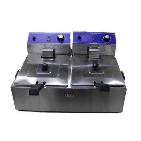 Conic HEF-82A 12L Two Tank Stainless Steel Electric Deep Fryer
