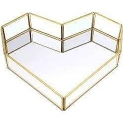 Luxury Glass Mirror Tray - Heart
