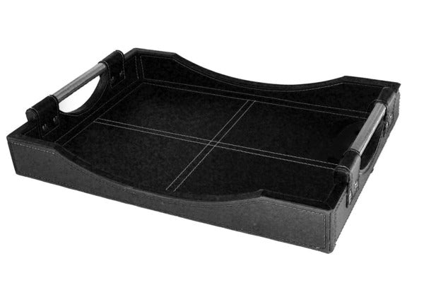 Royalty Defined Leather Serving Tray Set - Twin Set of 42 & 50cm Trays