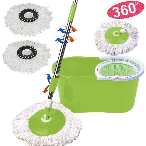 Rotating 360 Magic Spin Mop And Plastic Bucket Set-Green - Green