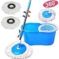 Rotating 360 Magic Spin Mop And Plastic Bucket Set - Blue