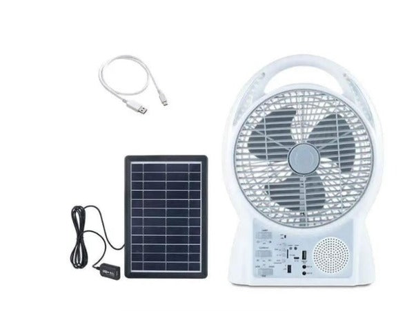 6-in-1 Solar Rechargeable 8 Inch Fan GD-8029