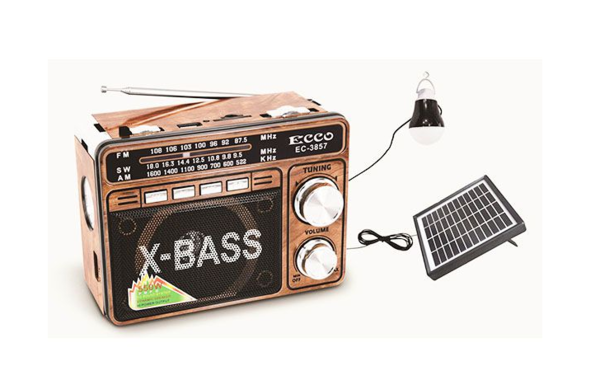 DEMO PRODUCT - Ecco Solar AM/FM Radio with USB/TF & Torch - EC3857