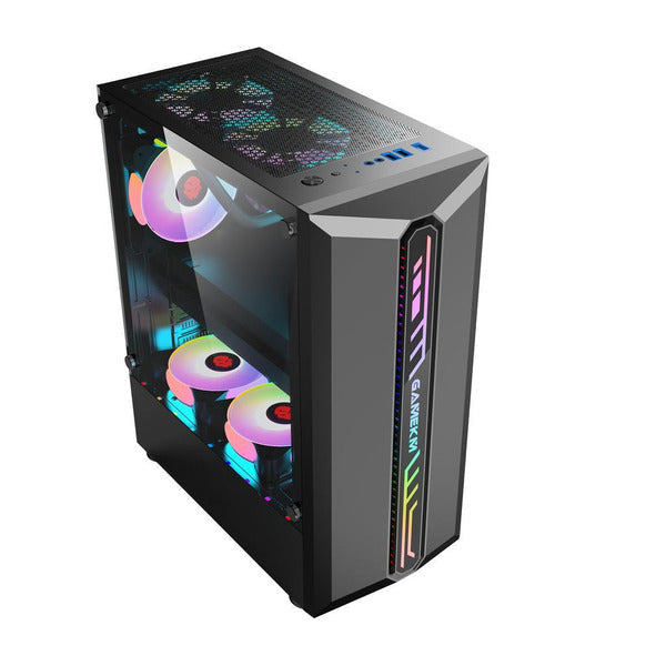Computer Case Mid-Tower Desktop ATX Case USB 3.0 Ports Transparent Glass Panel 8 Fan Positions