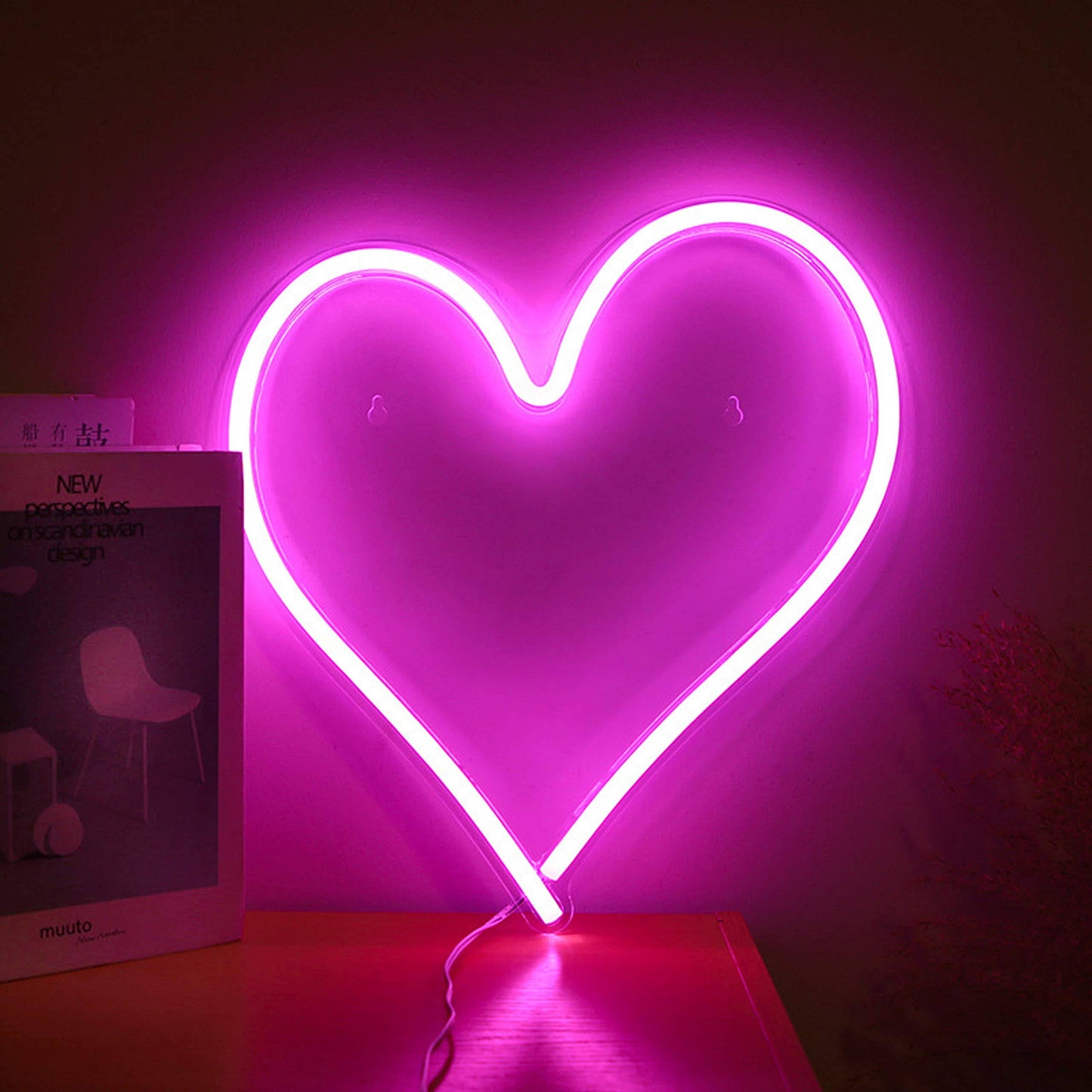 C-3 USB Powered Large Heart Neon Lamp with Back… - Bundle of 2