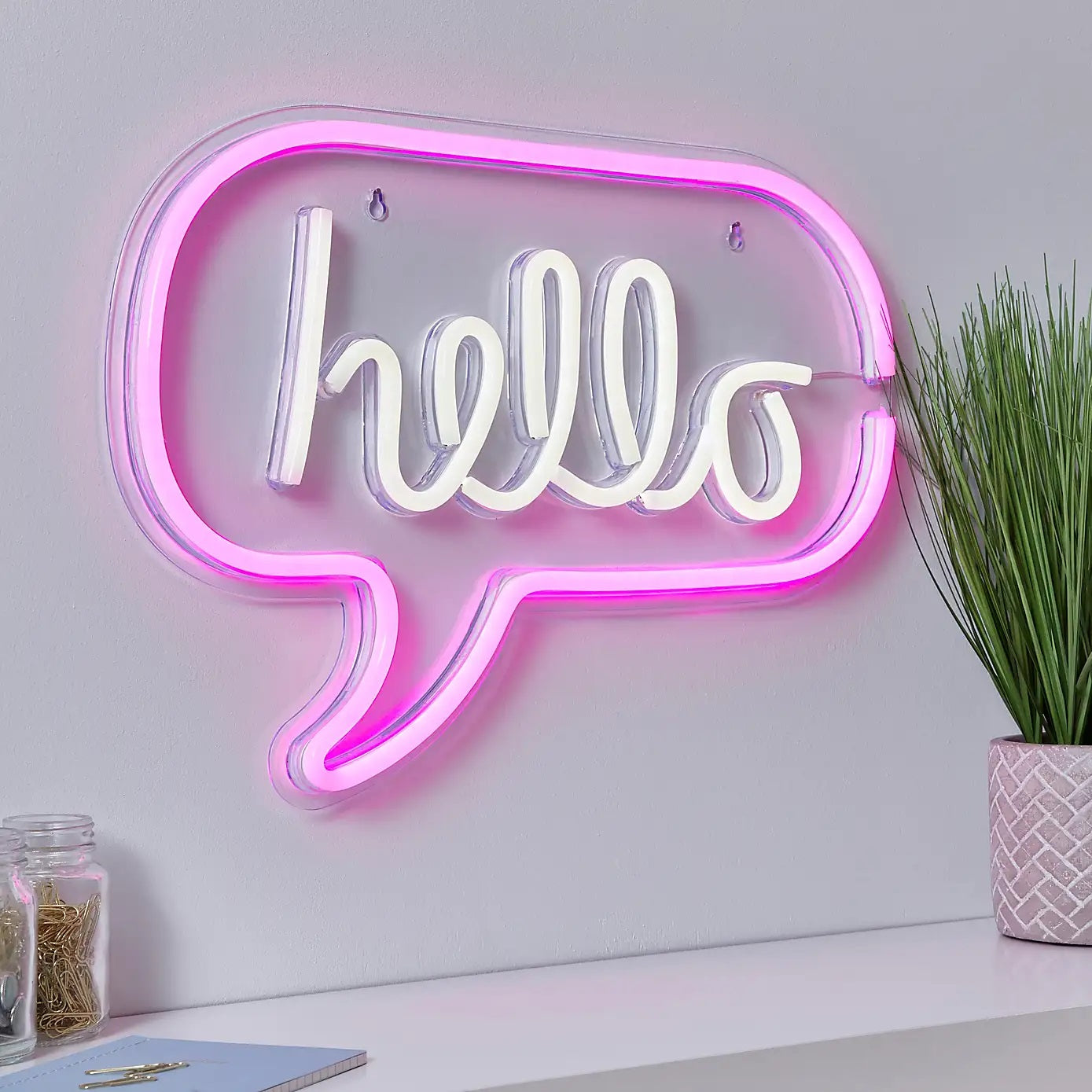 C-23 USB Powered Hello Speech Bubble Neon Lamp … - Bundle of 2