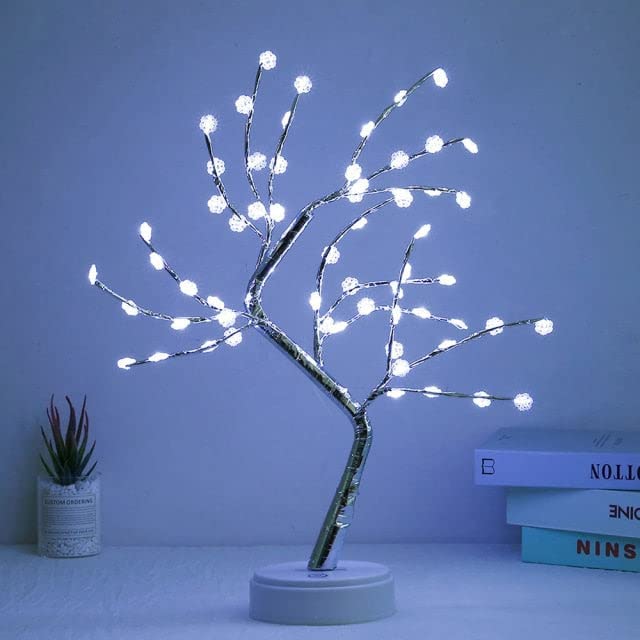 D-7 60 LED White Snowflake Table Lamp With Base… - Bundle of 2