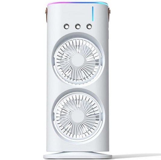 F18 Rechargeable LED Dual Spray Mist Fan With L…