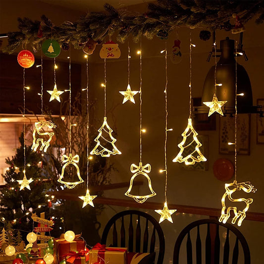 ZYF-7 Christmas Santa 12 Ornaments Curtain Fair… - Bundle of 3