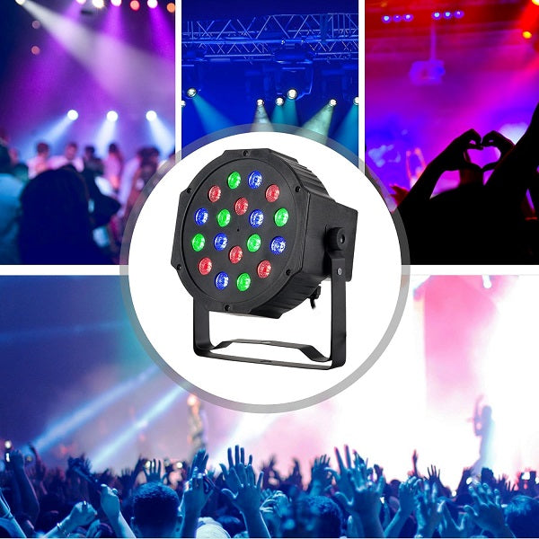 PM-001 Mini Flat Par DJ Stage Light 18 RGB LED - Bundle of 3