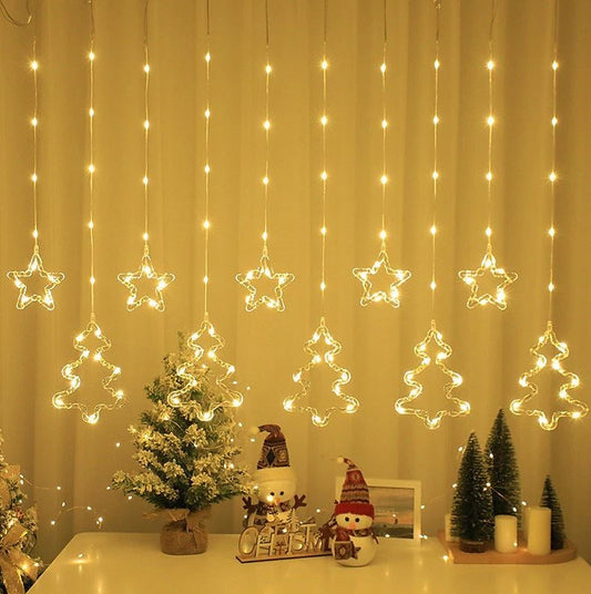 ZYF-30 Star & Christmas Tree LED Fairy Curt… - Bundle of 3