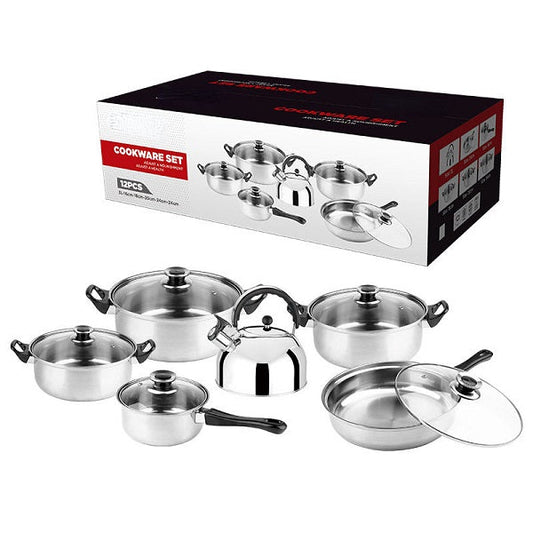 JG23-18 12 Piece Pot Set And Whistling Kettle W…
