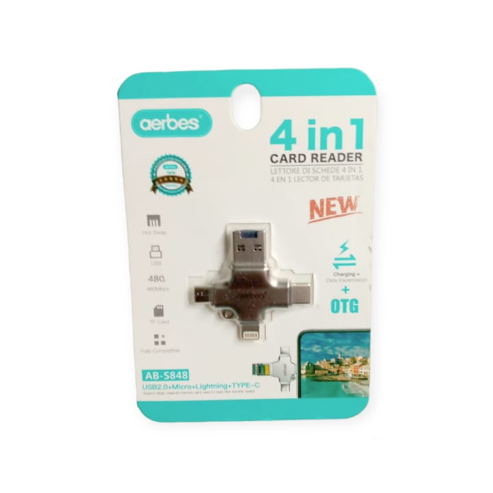 Aerbes AB-S848 4 in 1 Card USB2.0 + OTG Card Re… - Bundle of 2