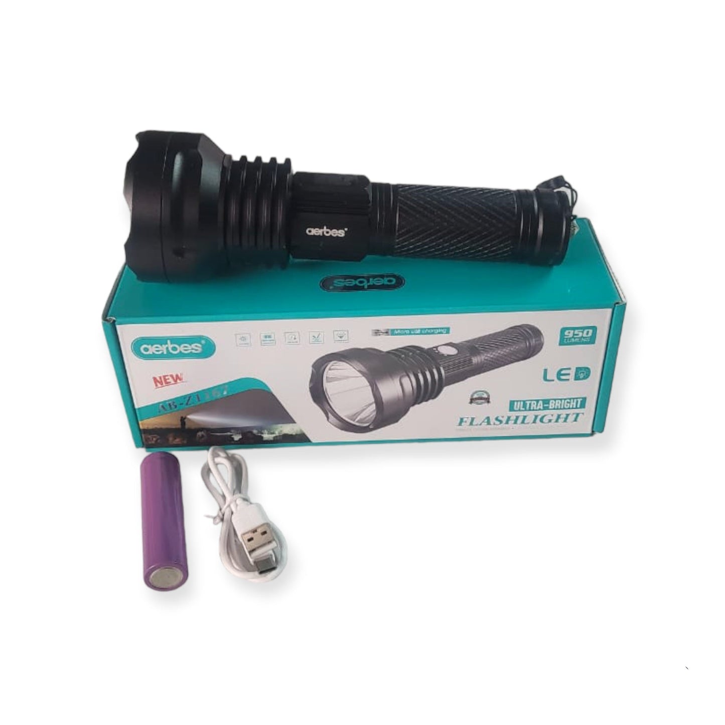 Aerbes AB-Z1167 LED Ultra Bright Flashlight 950… - Bundle of 2
