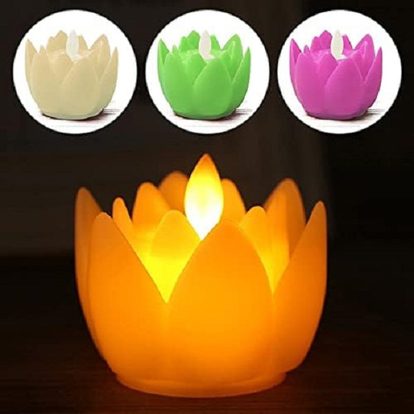 LED Tea Candle Lotus Shape Flower Light Pack of… - Bundle of 3