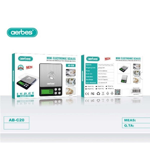 Aerbes AB-C20 Portable Jewellery Scale 100g/0.0…