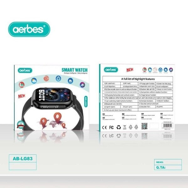 Aerbes AB-LG83 Bluetooth Smart Watch With 3 Str… - Bundle of 2