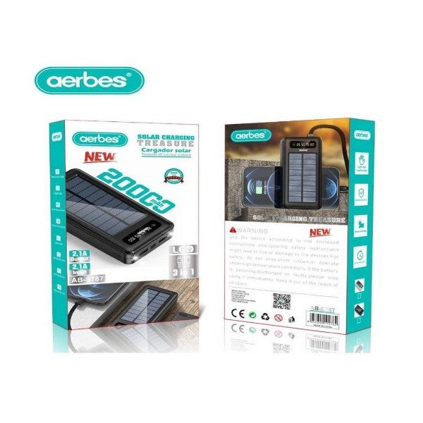 Aerbes AB-S787 Solar Powered Power Bank With LE…