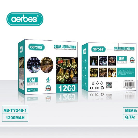 Aerbes AB-TY248-1 Warm White 8M Solar Round Bul…