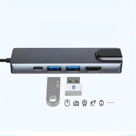 5-in=1 Type C Hub HDMI USB C Hub to Ethernet Rj45 Lan Adapter
