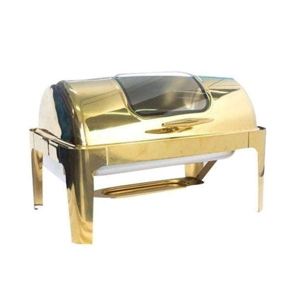Rectangular Chafing Dish with Window - Gold