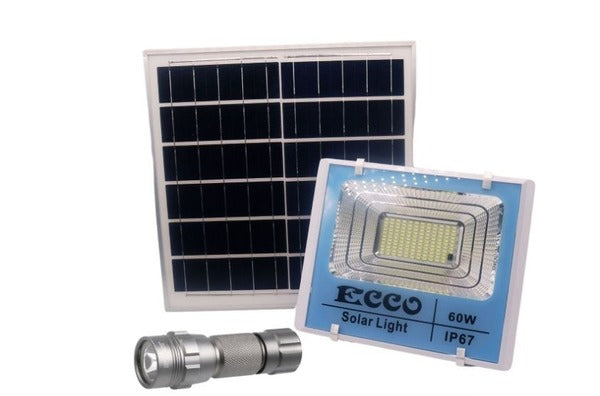 Ecco 60w Solar Flood Light with Remote and Stier Waterproof Torch