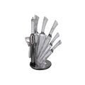 9 Piece Stainless Steel Rotating Kitchen Knife Set & Textured Hilt - Marble