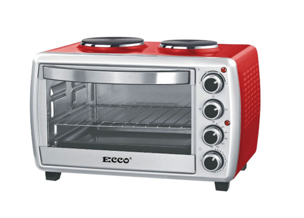 Mini Cooking Oven With 2 Plate Stove & Rotisserie-Tray & Grill Rack- 23 Lt