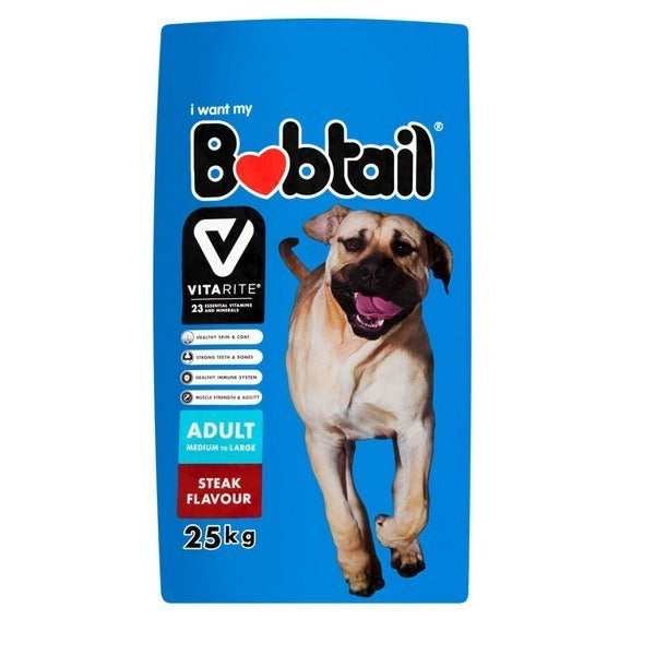 Bobtail Dog Food Adult Medium to Large Dog With Steak Flavour (8kg)