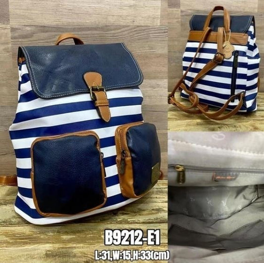 Blue and White Backpack