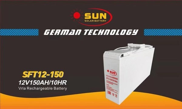 Sun 12v 150ah Solar Deep Cycle Gel Battery - Slimline