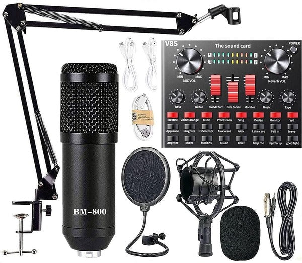 Condenser Microphone Bundle (BM-800 Mic Kit With V8s Live Sound Card)
