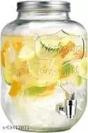 Glass Beverage Dispenser With Spout Tap , 5 litres, Transparent