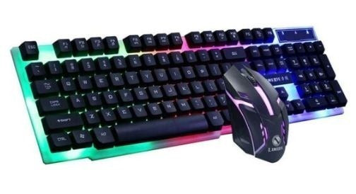 JG880 USB Wired Gaming Keyboard And Mouse Rainbow Colorful LED Illuminated Home Office x 2