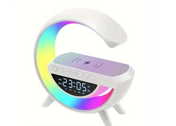 Wireless Alarm Clock Speaker With Rhythm RGB Light Bar- 15W Wireless Speaker
