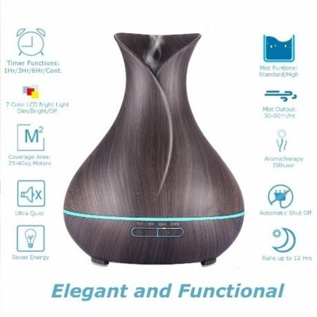 Mahogany Color Andowl Vase Shape Essential Oil Aroma Diffuser Q-T58