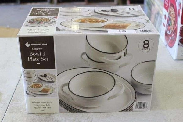 Members Mark 8pc Bowl & Plate Set White