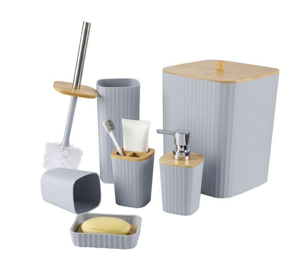 6-Piece Bathroom Accessories Set - Grey