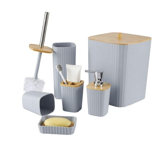 6-Piece Bathroom Accessories Set - Grey