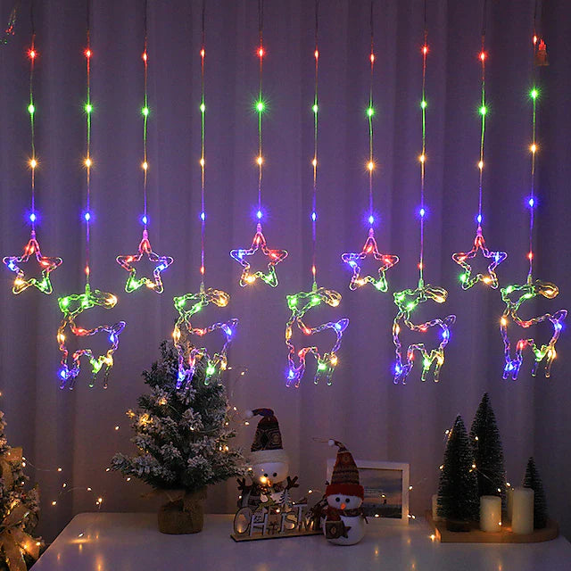 ZYF-32 Star And Reindeer LED Fairy Curtain Ligh… - Bundle of 3
