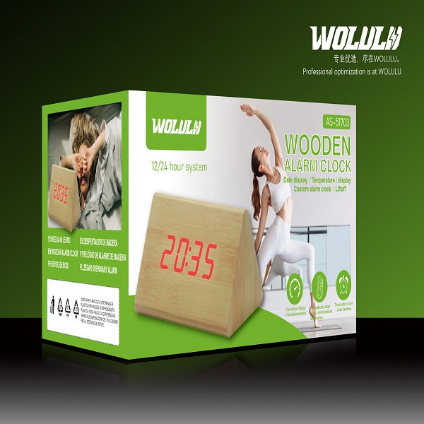 Wolulu AS-51703 Digital Wooden Alarm Clock