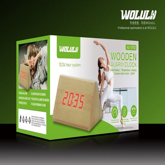 Wolulu AS-51703 Digital Wooden Alarm Clock